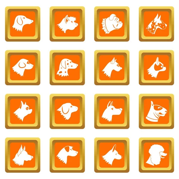 Dog icons set orange — Stock Vector