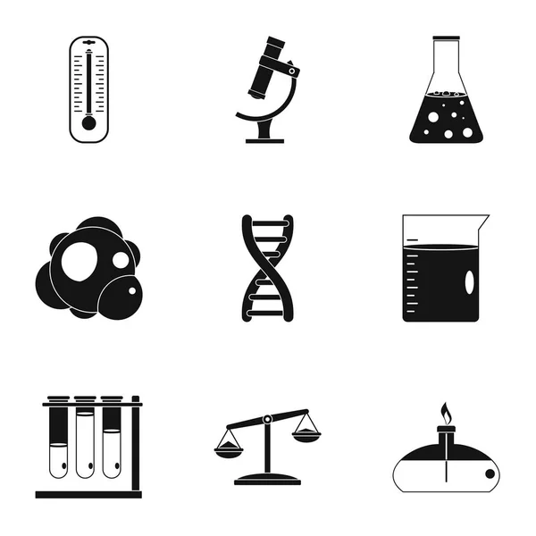 Chemistry science icon set, simple style — Stock Vector