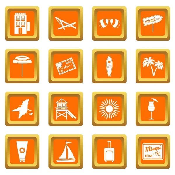 Conjunto de iconos de Miami naranja — Vector de stock