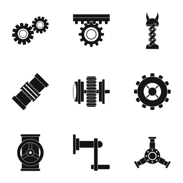 Mechanismus Icon Set, einfacher Stil — Stockvektor