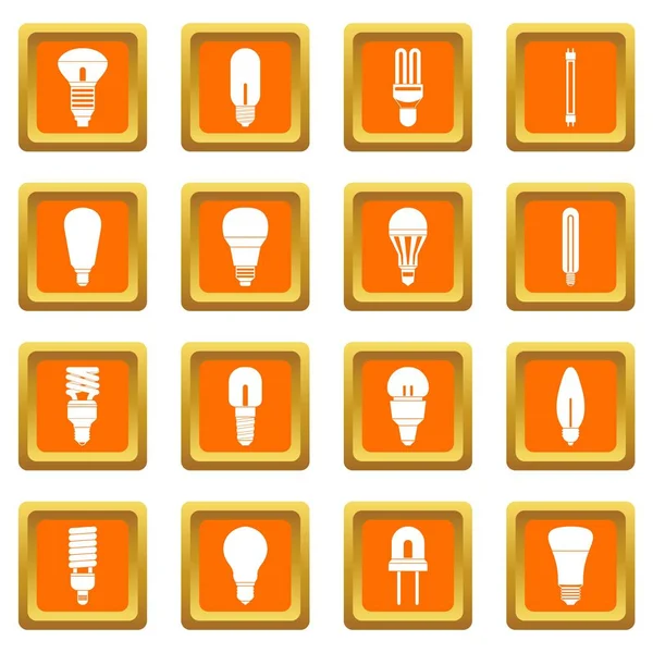 Light bulb icons set orange — Stock Vector