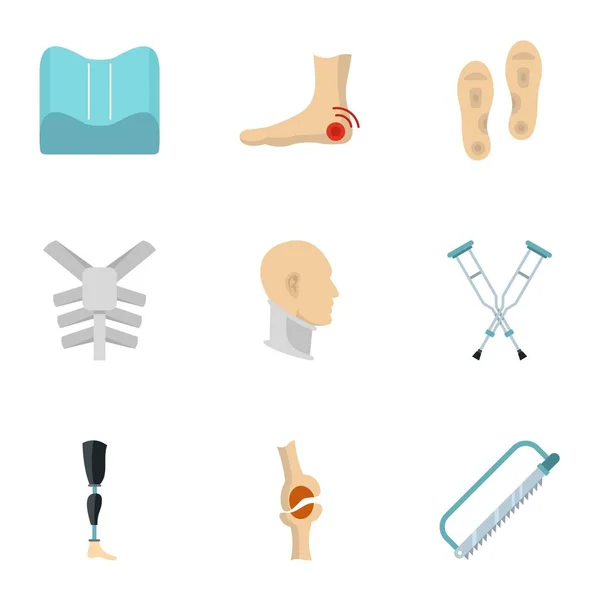 Conjunto de iconos traumatológicos y ortopédicos, de estilo plano — Vector de stock