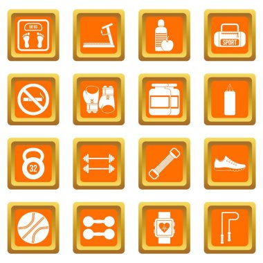 Turuncu spor salonu Icons set