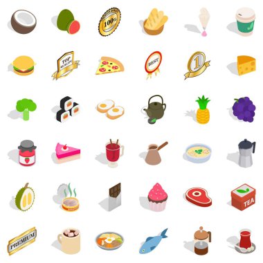 Meyve içki Icons set, izometrik stili