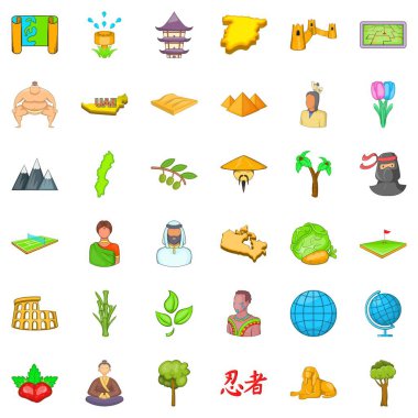 Bizim dünya Icons set, karikatür tarzı