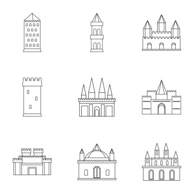 Kaleler simge seti, anahat stili