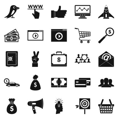 Dijital başarı Icons set, basit tarzı