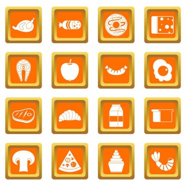 Turuncu yiyecek Icons set