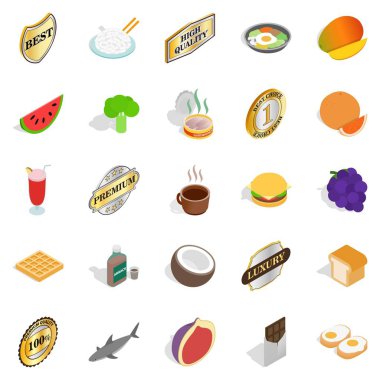 Çanak çömlek Icons set, izometrik stili