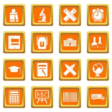 Turuncu okul Icons set