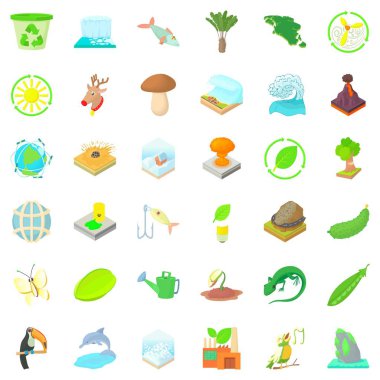 Icons set geri dönüşüm, karikatür tarzı