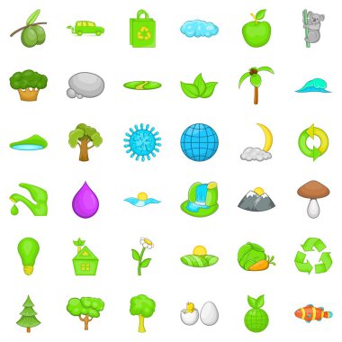 Yaprak yeşil Icons set, karikatür tarzı