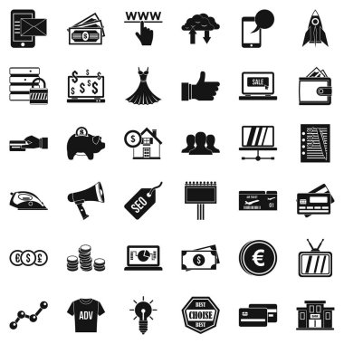 Internet ticaret simgeler kümesi. 36 Internet ommerce vektör simgeleri beyaz arka plan üzerinde izole web için basit tarzı