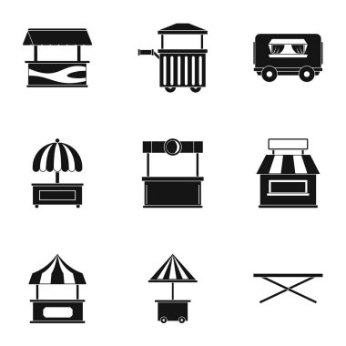 Sokak gıda kamyon simge seti, basit tarzı