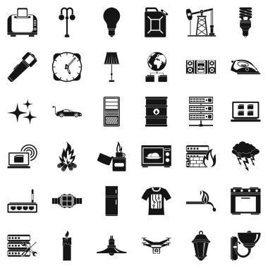Elektrik sinyal Icons set, basit tarzı