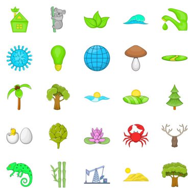 Doğal güç Icons set, karikatür tarzı