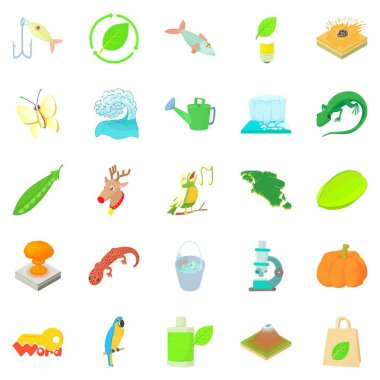 Ekoloji Icons set, karikatür tarzı