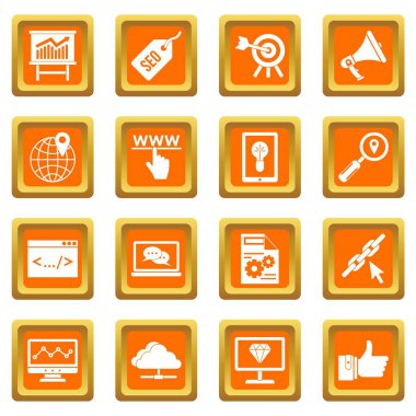 SEO Icons set turuncu