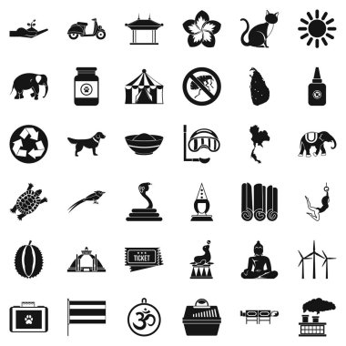 İyi fil Icons set, basit tarzı