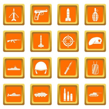 Turuncu askeri Icons set