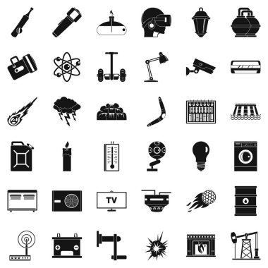 İyi enerji Icons set, basit tarzı