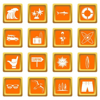 Turuncu sörf Icons set