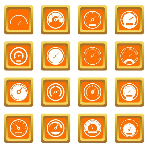 Rychloměr ikony sada oranžová — Stockový vektor