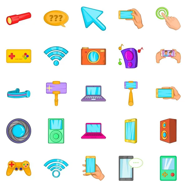 Set di icone del telefono cellulare, stile cartone animato — Vettoriale Stock