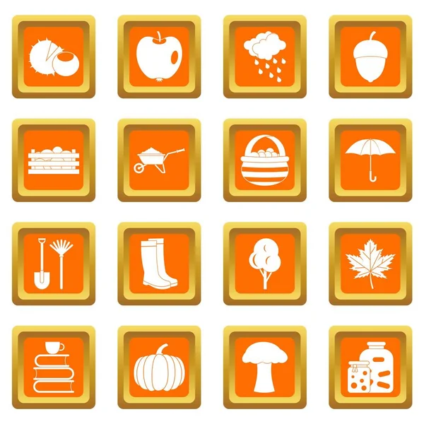 Jesienne ikony zestaw orange — Wektor stockowy