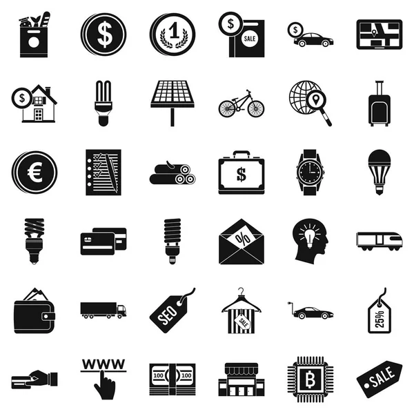 Set di icone di buona economia, stile semplice — Vettoriale Stock
