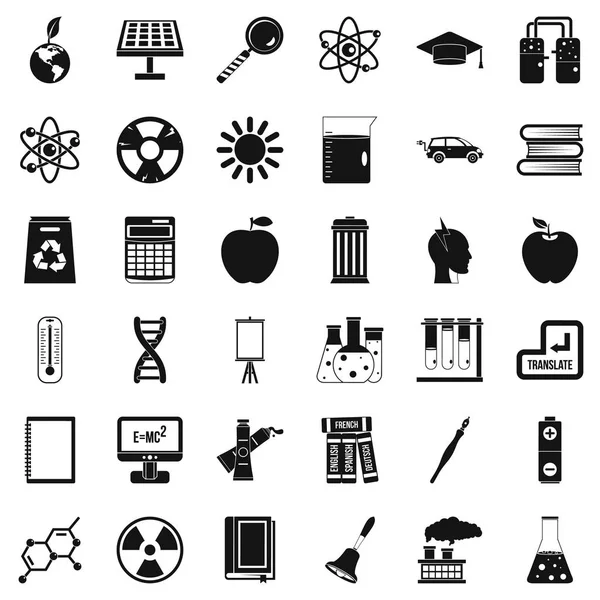 School education icons set, simple style — Stock Vector