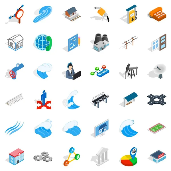 Elektrik boru Icons set, izometrik stili