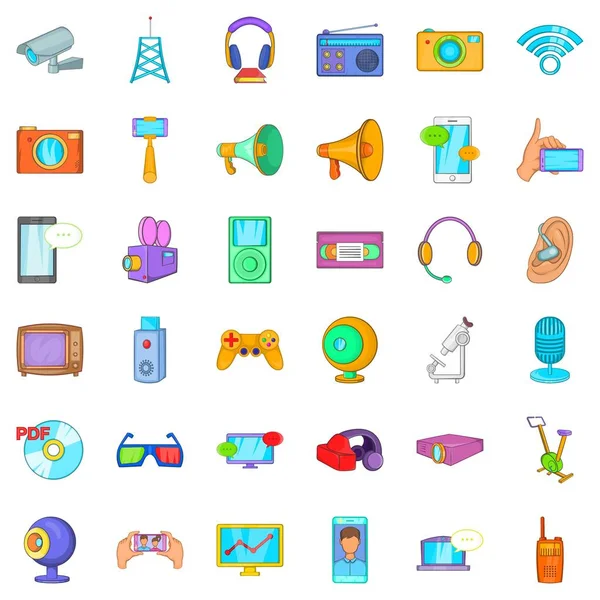 Buen conjunto de iconos de dispositivo, estilo de dibujos animados — Vector de stock