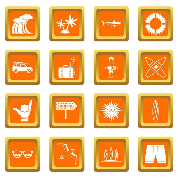Turuncu sörf Icons set