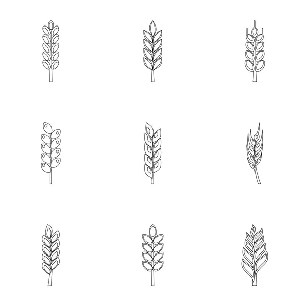 Ensemble d'icônes céréalières, style contour — Image vectorielle
