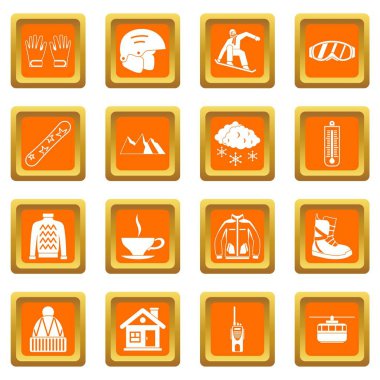 Turuncu snowboard Icons set
