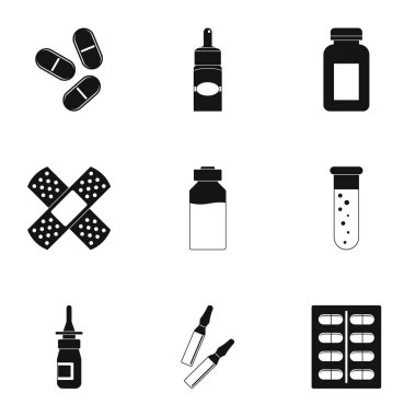 Uyuşturucu formlar simge seti, basit tarzı