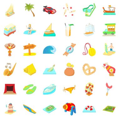 Seyahat zaman Icons set, karikatür tarzı