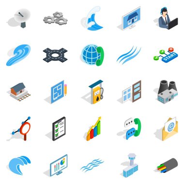 Elektrik ışık Icons set, izometrik stili