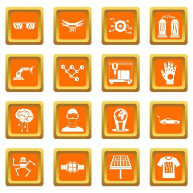 Turuncu yeni teknolojileri Icons set