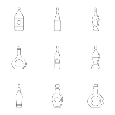 Şişe simge seti, anahat stili