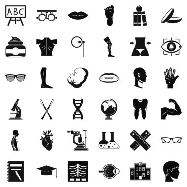 İnsan organ Icons set, basit tarzı