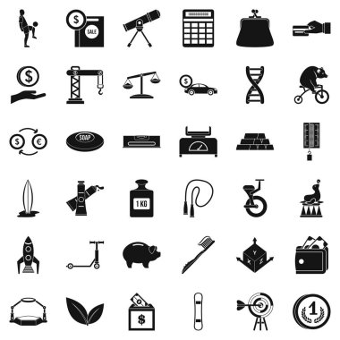 Para denge Icons set, basit tarzı