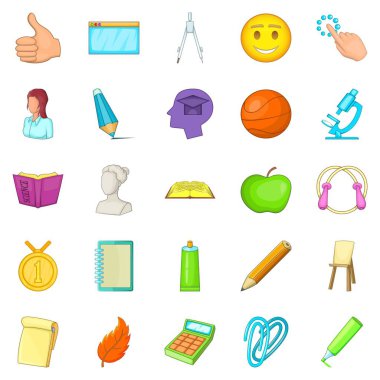 Kampüs Icons set, karikatür tarzı