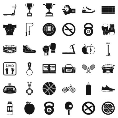 Boks adam Icons set, basit tarzı