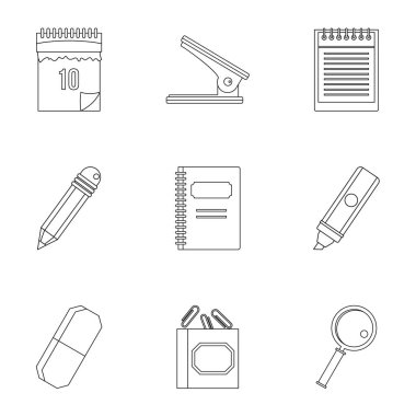 Kırtasiye simge seti, anahat stili ile ilgili