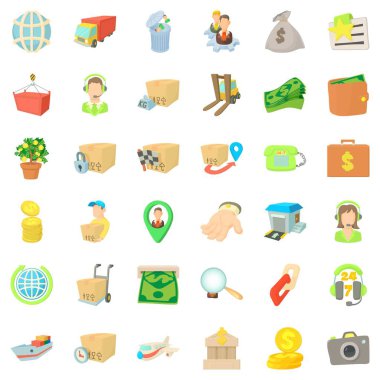 İş kişi simgeler ayarla, tarzı çizgi film