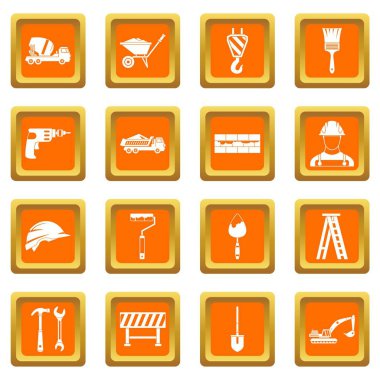Turuncu inşaat Icons set