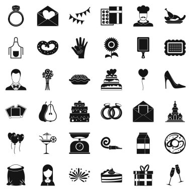 Tatlı kek Icons set, basit tarzı