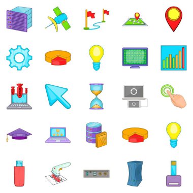 Bilgisayar çevre birimleri Icons set, karikatür tarzı